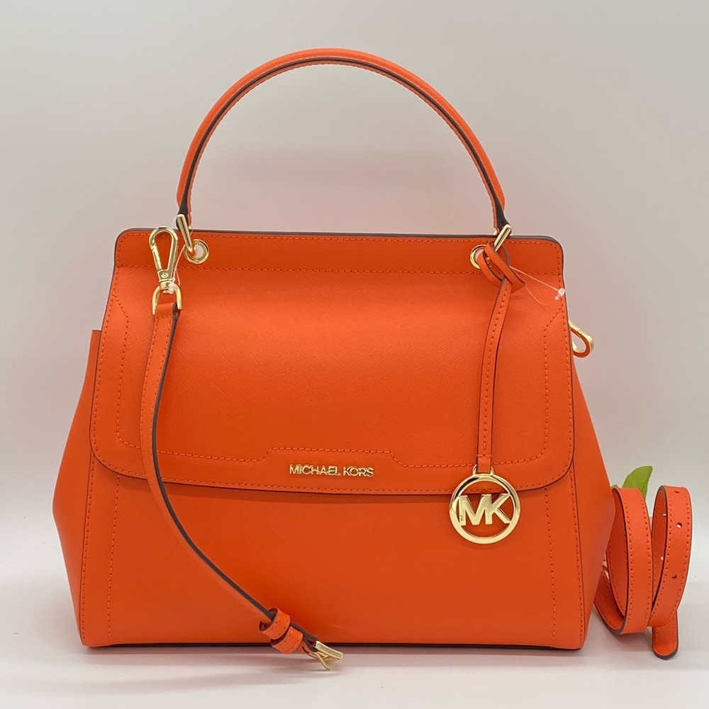 MICHAEL KORS TALIA LARGE TH SATCHEL CLEMENTINE - Picture 1 of 16